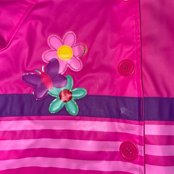 Girl’s Western Chief hooded raincoat water 💦 floral appliqué on front like new - Picture 2 of 8